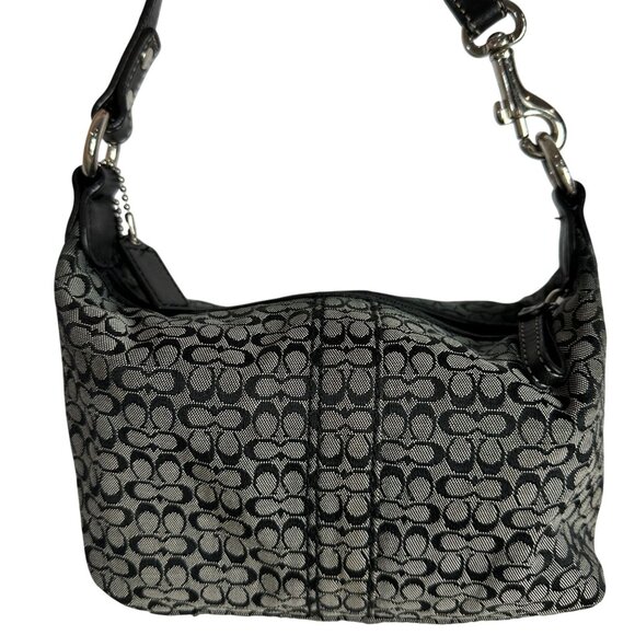 Vintage Coach Signature Mini C Canvas Leather Demi Mini Bag Shoulder Navy Y2K - Picture 2 of 11